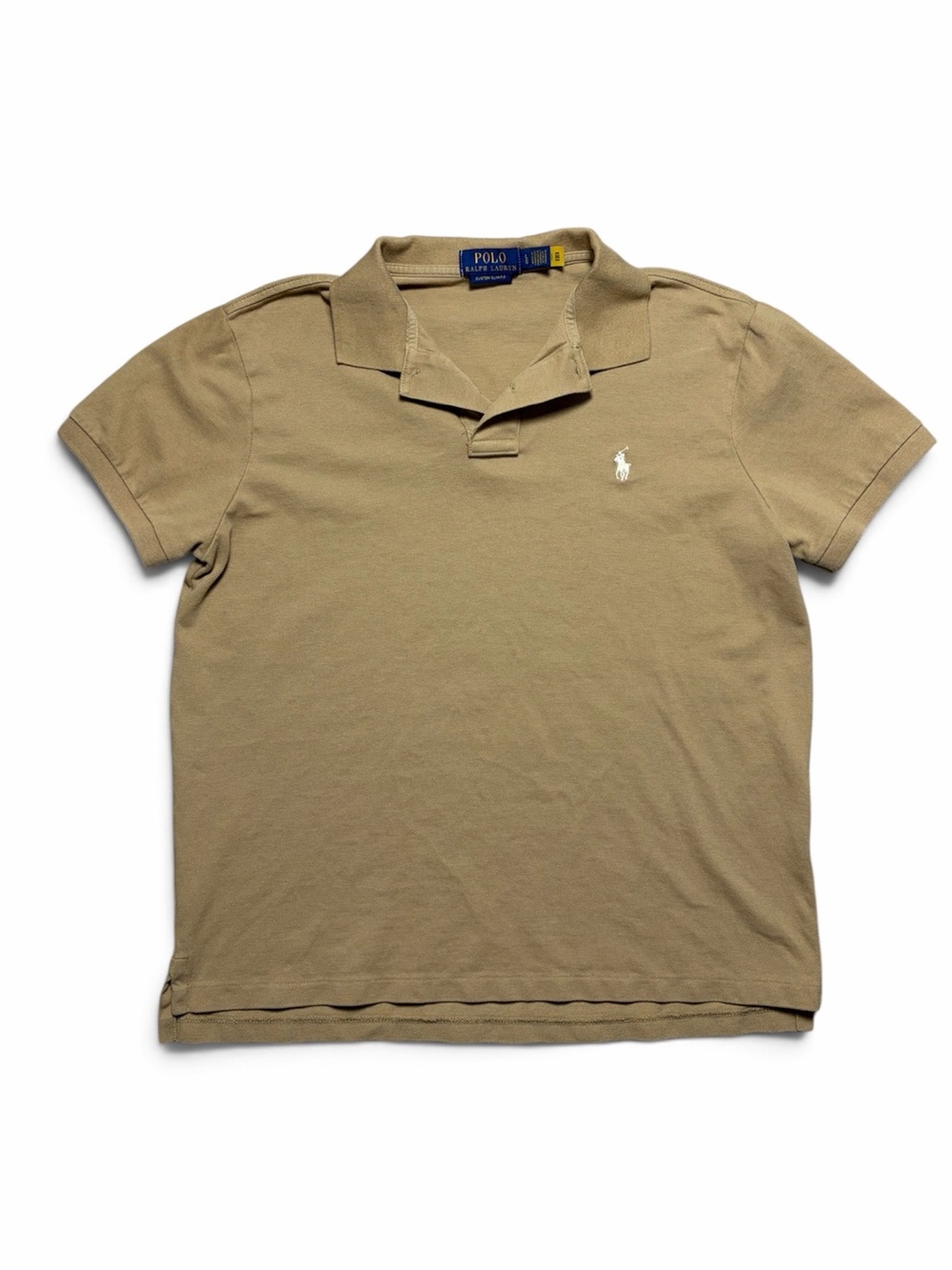 Polo Ralph Lauren Custom Slim Fit Tan Polo Shirt Mens Large Cotton Khaki